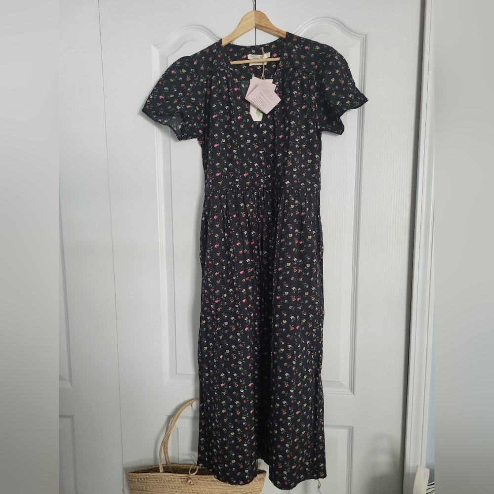Christy Dawn Night Garden Dawn Dress Black Floral Size Small